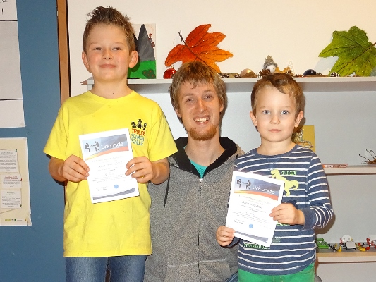 Unsere Teilnehmer bei der Gruppe B. vlnr: Jonas HOHENEGGER, Christoph IRSCHICK (Betreuer), David KREUZER
